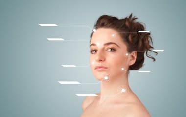 yüz tedavi modern okları ile genç seksi kız