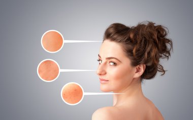 güzel genç kız yüz bakım ok işaretleri hasarlı Kayak