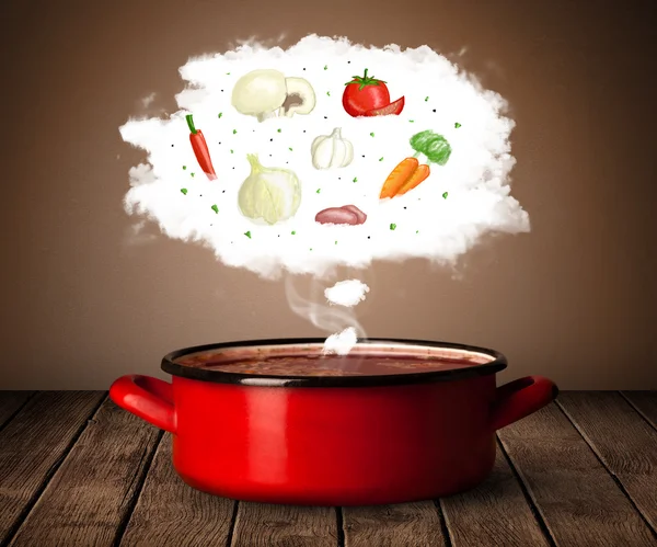 Vegetables in vapor cloud — Stock Photo, Image