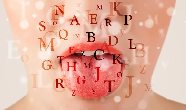 Yazı tipi ve karakter nefes güzel kız dudak — Stok fotoğraf