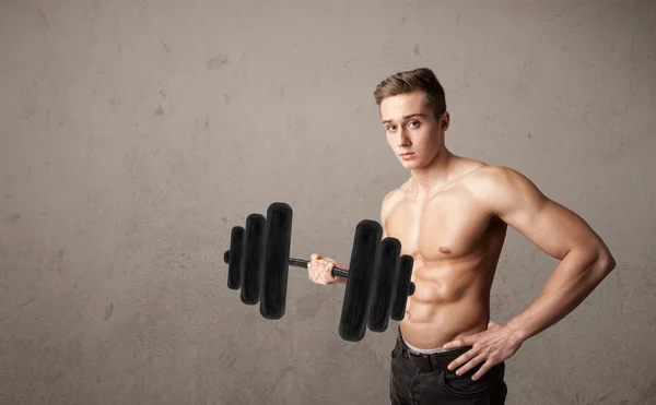 Homem muscular levantando pesos — Fotografia de Stock