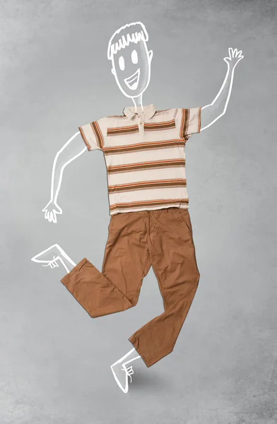 Χέρι ζωγραφισμένο αστείο χαρακτήρα σε casual ρούχα — Φωτογραφία Αρχείου