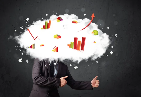 Modern business man with a graph cloud head — Stock Photo, Image