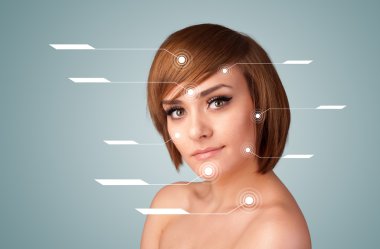 yüz tedavi modern okları ile genç seksi kız