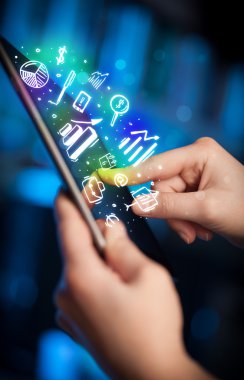 Tablete elle dokunmak, grafikler konsepti