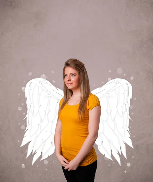 Person med angel illustrerad vingar på grungy bakgrund — Stockfoto