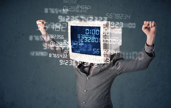 Human cyber monitor pc calculating computer data concept — Stock Photo, Image