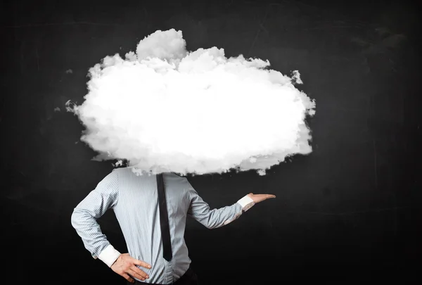 Επιχειρηματίας με λευκό σύννεφο στο κεφάλι του έννοια — Φωτογραφία Αρχείου