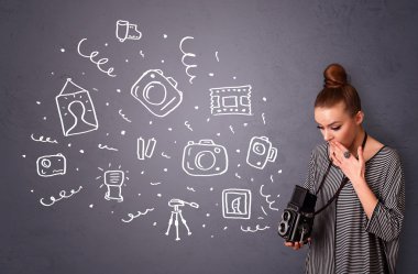 fotoğrafçı kız çekim fotoğraf simgeler