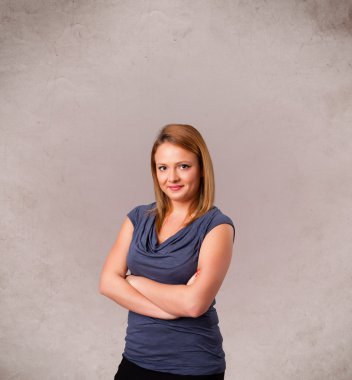 boş kopya alanı ile genç ve şirin bir kız portresi