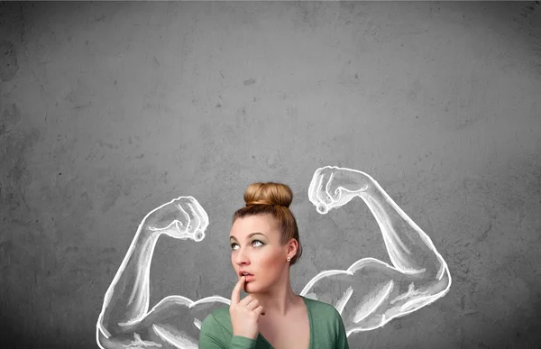 Jovem com braços musculados fortes — Fotografia de Stock