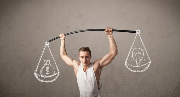 Homem muscular tentando se equilibrar — Fotografia de Stock