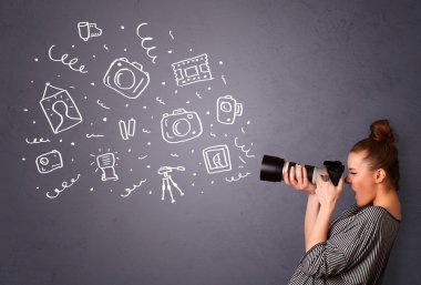 fotoğrafçı kız çekim fotoğraf simgeler