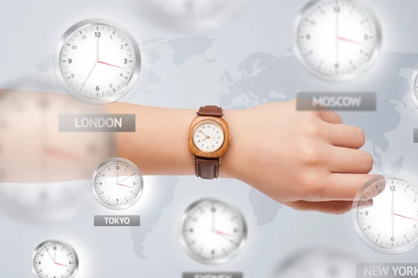 Clocks and time zones over the world concept — Stock Photo, Image