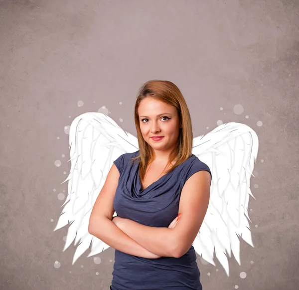 Άτομο με Άγγελος εικονογραφημένα φτερά σε grungy φόντο — Φωτογραφία Αρχείου