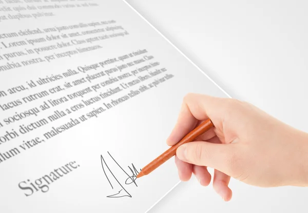 Handschrift persoonlijke handtekening op een papieren formulier — Stockfoto