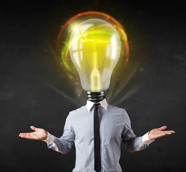 Business man with light bulb head concept — Stock Photo, Image