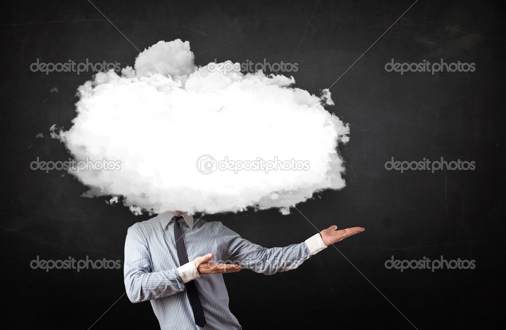 Business man with white cloud on his head concept