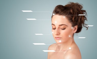 yüz tedavi modern okları ile genç seksi kız