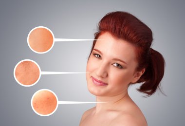 güzel genç kız yüz bakım ok işaretleri hasarlı Kayak