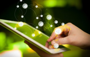 El teması tableti, sosyal ağ kavramı