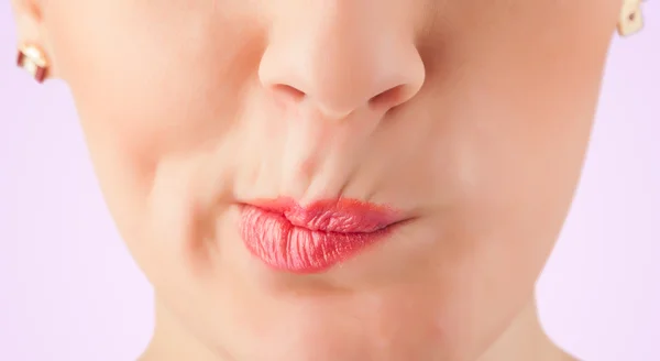 Beautiful woman red lips close up — Stock Photo, Image