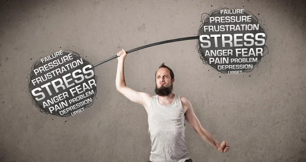 Skinny guy defeating stress — Stock Photo, Image