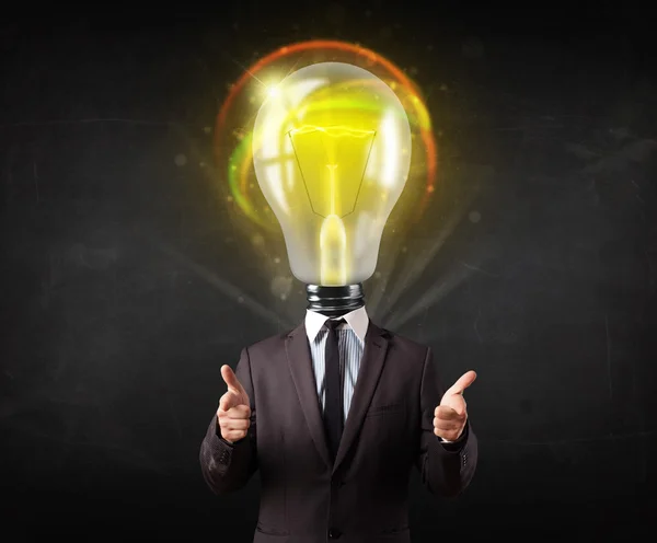 Business man with light bulb head concept — Stock Photo, Image