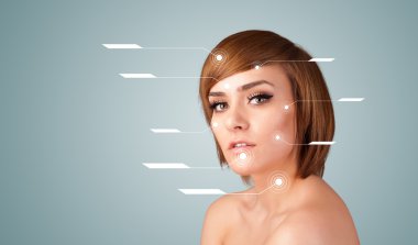 yüz tedavi modern okları ile genç seksi kız