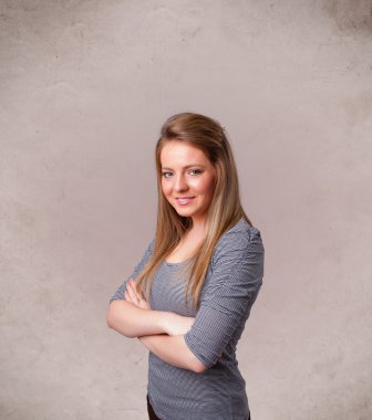 boş kopya alanı ile genç ve şirin bir kız portresi