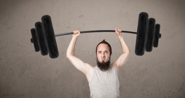 Ağırlık kaldıran komik sıska adam.