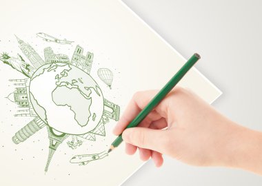 simge ve c ile dünya çapında çizim tatil seyahat el