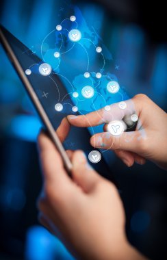 El teması tableti, sosyal ağ kavramı