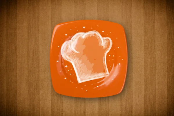 Bunte Platte mit handgezogenem weißen Koch-Symbol — Stockfoto