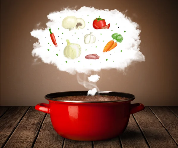 Vegetables in vapor cloud — Stock Image Vegetables in vapor cloud Stock Picture