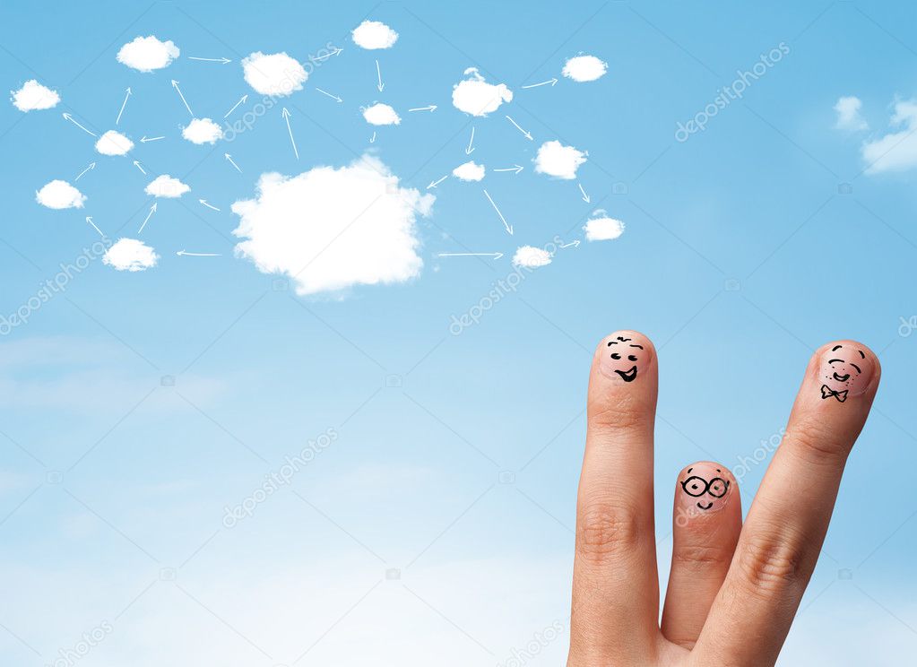 finger smiley with cloud network system