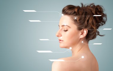 yüz tedavi modern okları ile genç seksi kız
