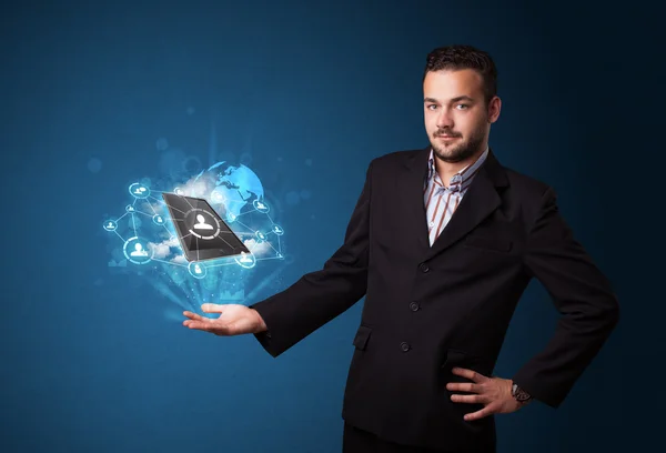 Cloud technology in the hand of a businessman — Stock Photo, Image