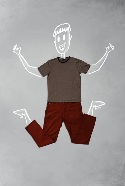 Hand drawn funny character in casual clothes — Stock Photo, Image