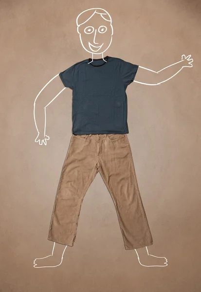 Personnage drôle dessiné à la main dans des vêtements décontractés — Photo