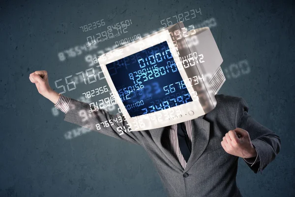 Human cyber monitor pc calculating computer data concept — Stock Photo, Image