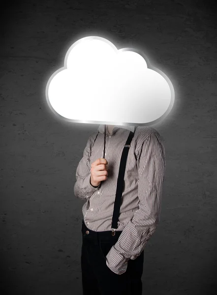 Homme d'affaires tenant un nuage — Photo