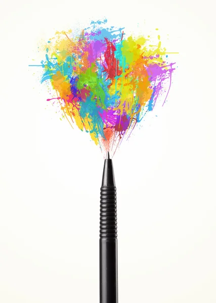 Paint splashes coming out of pen — Stock Photo, Image