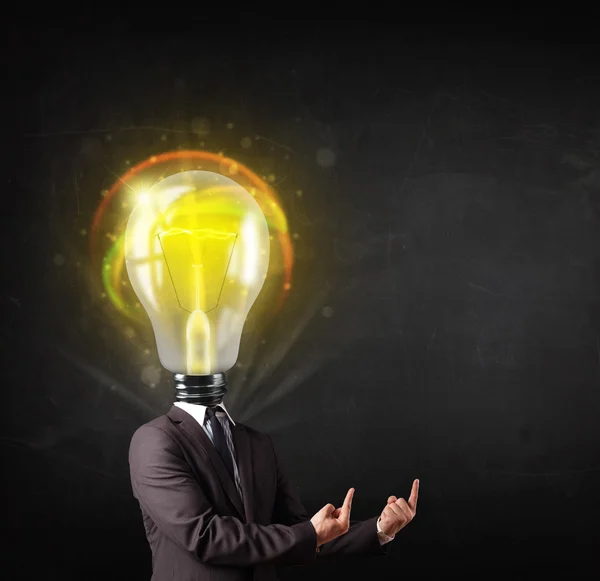 Business man with light bulb head concept — Stock Photo, Image