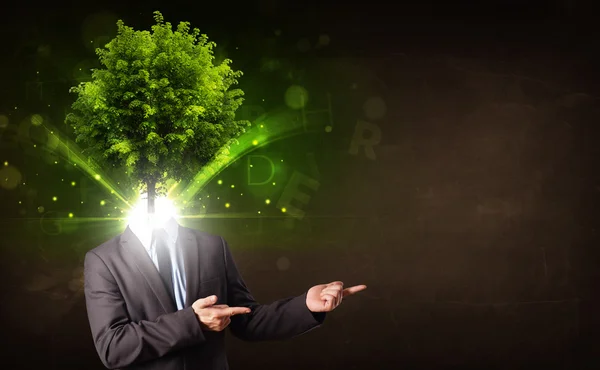 Mand med grønt træ hoved koncept - Stock-foto