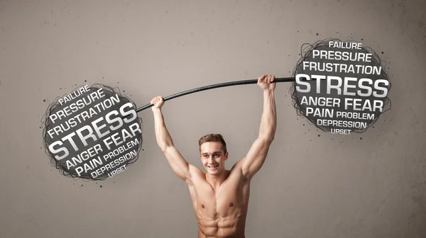 Homem muscular lutando com estresse — Fotografia de Stock