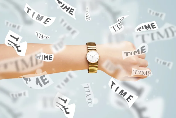 Hodiny a hodinky koncept s čas odletět — Stock fotografie
