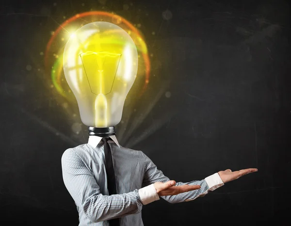 Business man with light bulb head concept — Stock Photo, Image