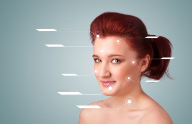 yüz tedavi modern okları ile genç seksi kız