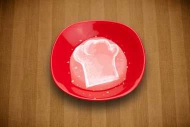 El çizimi beyaz şef sembollü renkli bir tabak. 